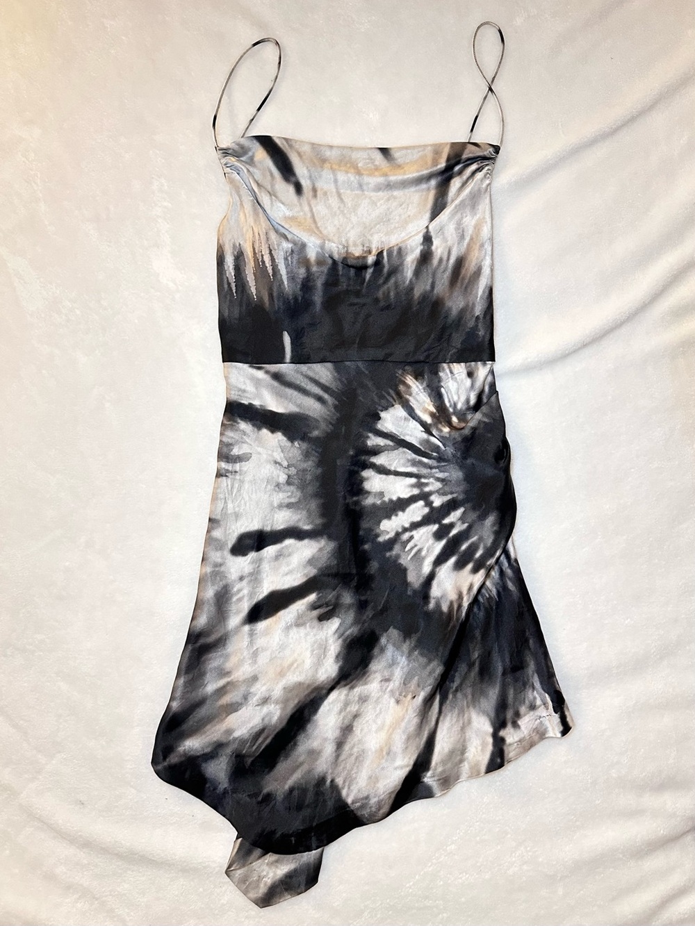 Retrofête 100% Silk Slinky Sexy Mini Dress • Date Club Resort • XS Black White